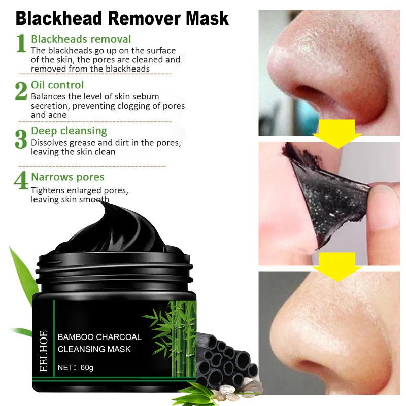 Blackhead Remover Facial Mask Mud Skin Care Shrink Pores Acne Black Head Removal Mask Nose Cleansing Purifying Peel Type Masks