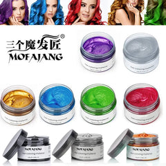 Mofajang Color Hair Wax Styling Pomade Silver Grandma Grey Disposable Natural Hair Strong Gel Cream Hair Dye for Women Men